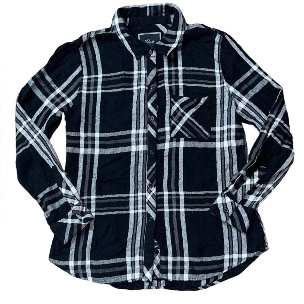 RAILS Black White Plaid Flannel Long sleeve Casual 90s button up Small Women’s